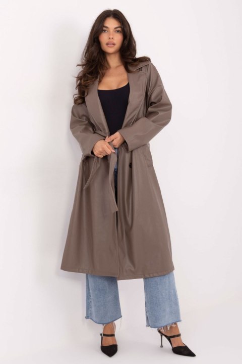 Płaszcz Damski Model IT-PL-A8393.81 Dark Beige - Rue Paris