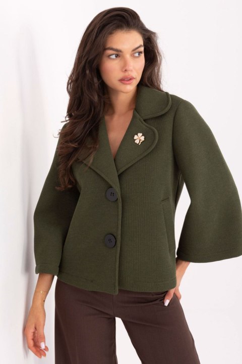 Płaszcz Damski Model IT-KR-FL8159.24 Khaki - Rue Paris
