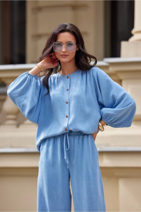 Koszula Damska Model Zaya BLU0212 J07 Blue - Roco Fashion