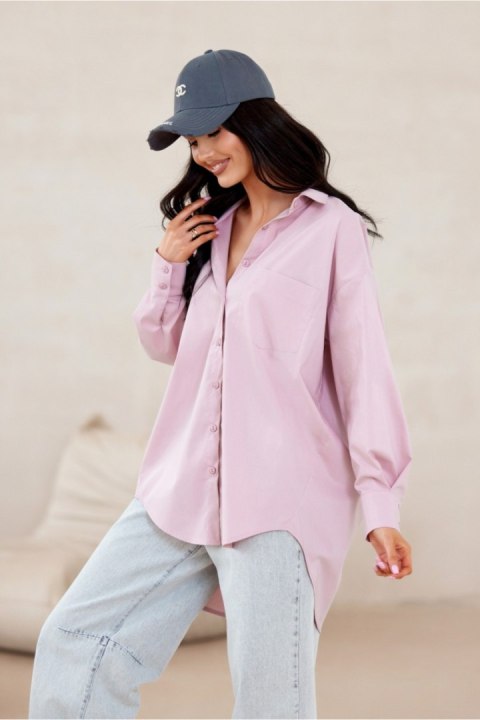Koszula Damska Model Carolina ROZ BLU0155 Pink - Roco Fashion