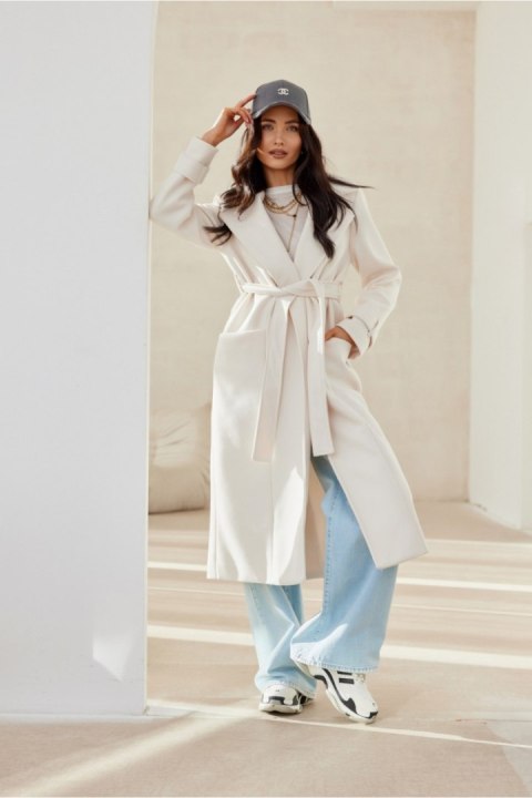 Płaszcz Damski Model Katsy EKR PLA0041 Ecru - Roco Fashion