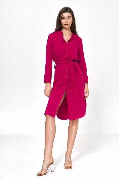 Sukienka Wiskozowa sukienka midi w kolorze fuksji S217 Fuksja - Nife