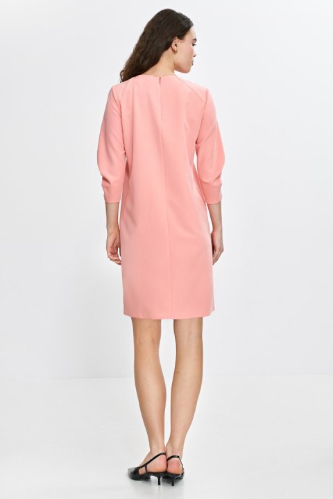 Sukienka z zakładkami na rękawach S267 Łosoś - Nife