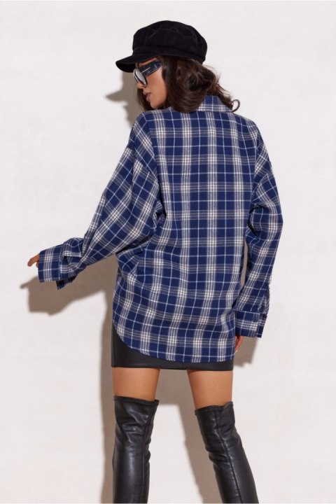 Koszula Damska Model Katnis A39 BLU0221 Krata - Roco Fashion