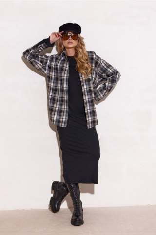 Koszula Damska Model Katnis A44 BLU0221 Krata - Roco Fashion