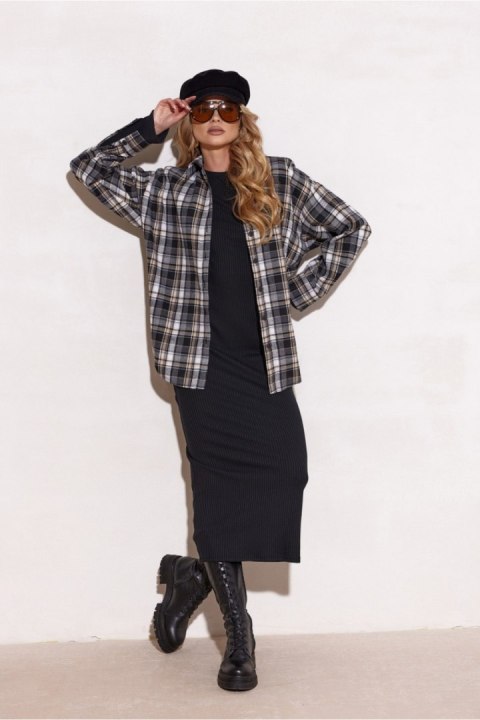 Koszula Damska Model Katnis A44 BLU0221 Krata - Roco Fashion