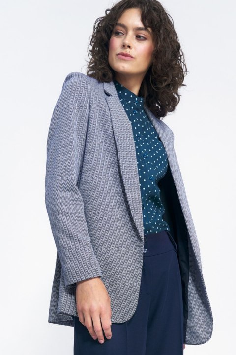 Niezapinana marynarka w granatową jodełkę Z68 Navy - Nife