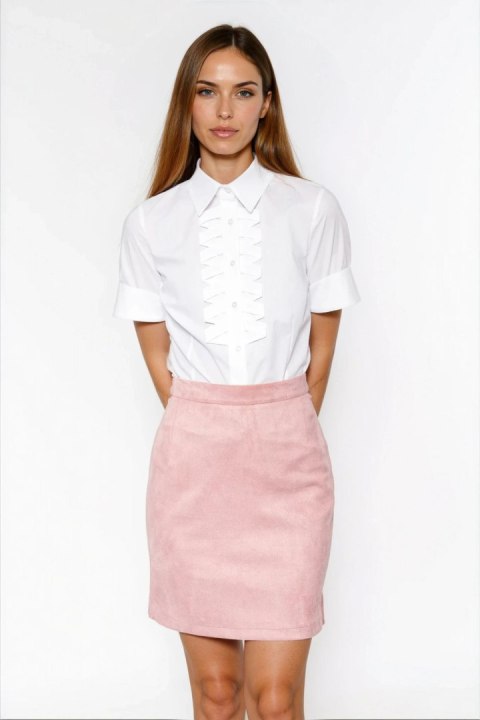 Biała koszula z plisami na dekolcie K90 White - Nife