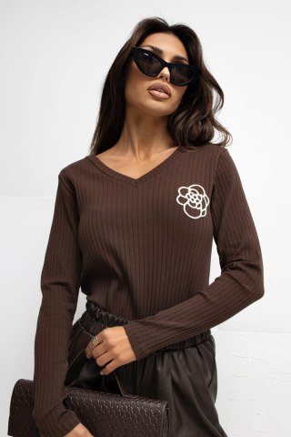 Bluzka Model RV-BZ-A1057.15P Dark Brown - Rue Paris