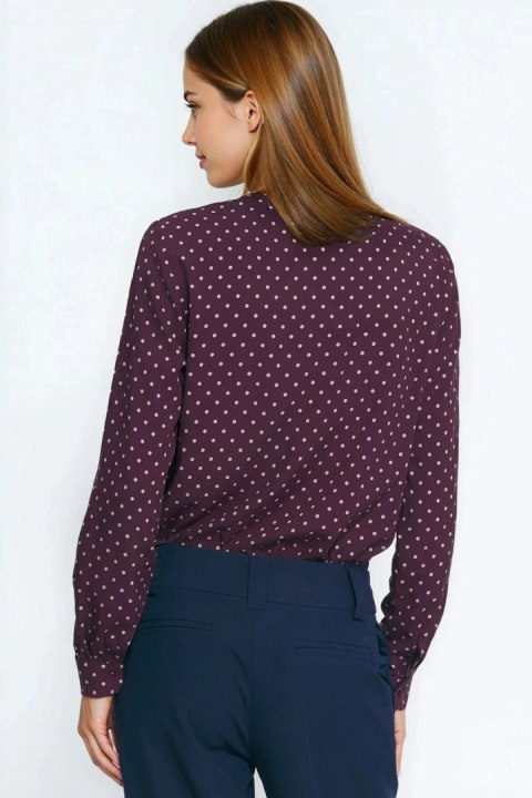 Wiskozowa koszula w groszki K91 Bordo - Nife