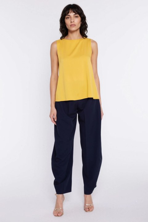 Bluzka o kroju trapezu bez rękawów B224 Yellow - Nife