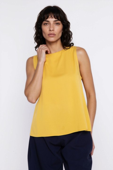 Bluzka o kroju trapezu bez rękawów B224 Yellow - Nife