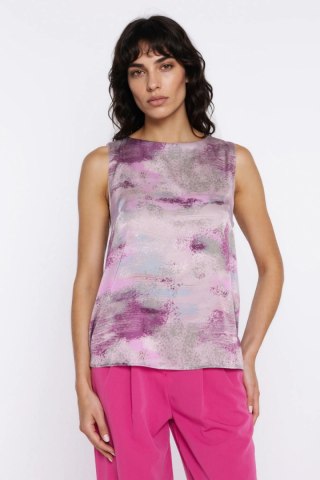 Bluzka o kroju trapezu, bez rękawów B320 Wzór - Nife