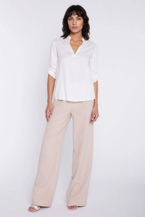 Bluzka z podwijanym rękawem B227 Ecru - Nife