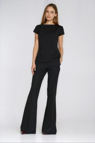 Bluzka z zakładkami na ramionach B218 Black - Nife