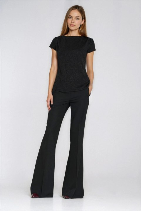 Bluzka z zakładkami na ramionach B218 Black - Nife