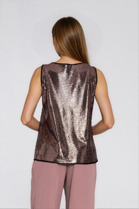 Błyszcząca bluzka na szerokich ramiączkach B219 Miedziany - Nife