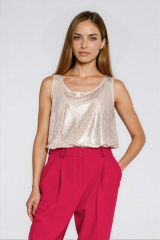 Błyszcząca bluzka na szerokich ramiączkach B219 Szampan - Nife