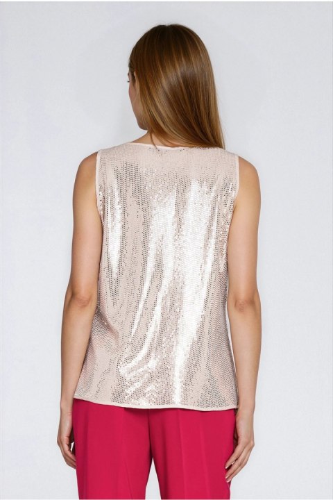 Błyszcząca bluzka na szerokich ramiączkach B219 Szampan - Nife