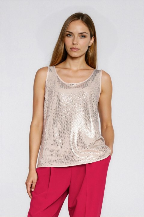 Błyszcząca bluzka na szerokich ramiączkach B219 Szampan - Nife