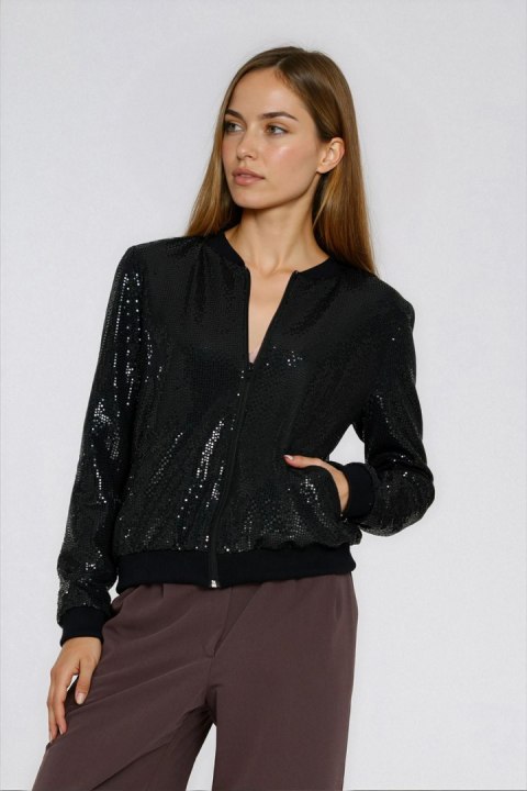 Cekinowa rozpinana bluza BL14 Black - Nife