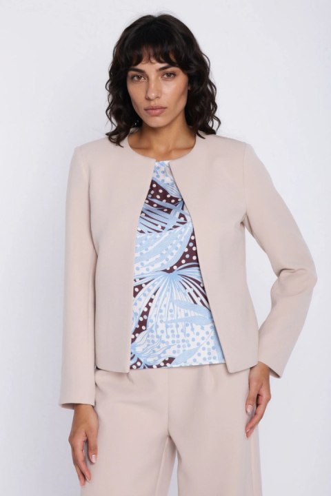 Krótki żakiet chanel Z100 Beige - Nife