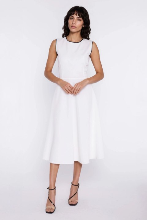 Sukienka z lamówką S292 Ecru - Nife