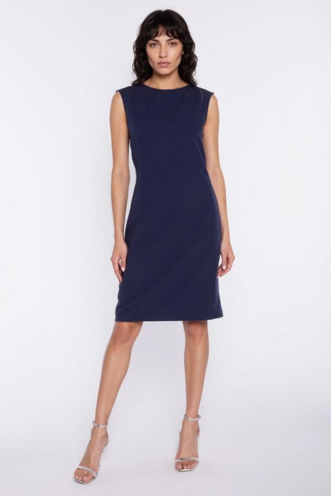 Sukienka z pęknięciem na ramieniu S293 Navy - Nife