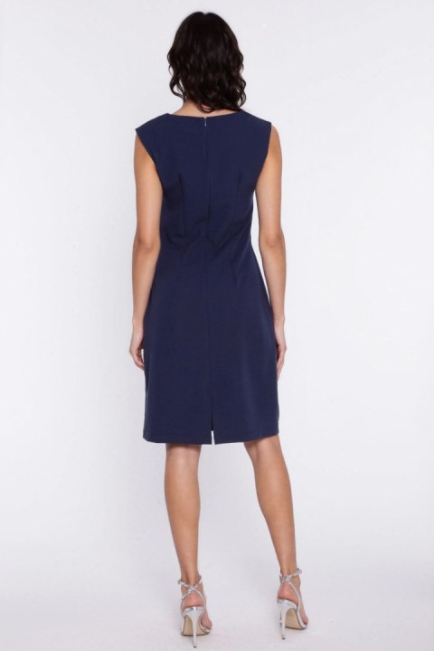 Sukienka z pęknięciem na ramieniu S293 Navy - Nife
