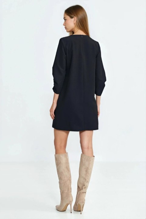 Sukienka z zakładkami na rękawach S291 Black - Nife