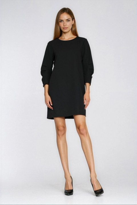 Sukienka z zakładkami na rękawach S291 Black - Nife