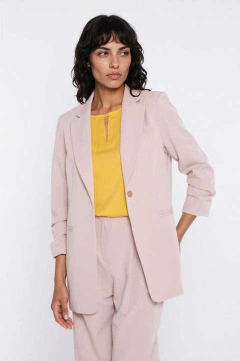 Żakiet z marszczonymi rękawami Z98 Beige - Nife