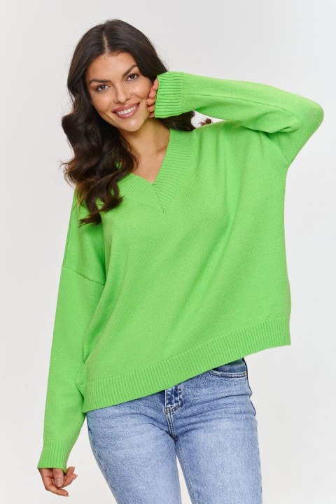 Sweter Damski Model S158 Limonka - Makadamia