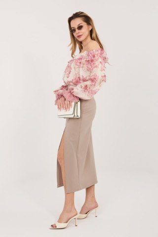 Spódnica Model IT-SD-FL7393-1.16 Dark Beige - Rue Paris