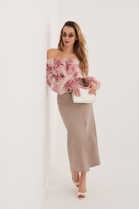 Spódnica Model IT-SD-FL7393-1.16 Dark Beige - Rue Paris