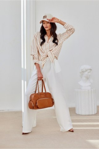 Koszula Damska Model Nadia BEZ BLU0199 Beige - Roco Fashion