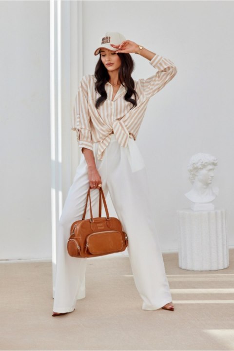 Koszula Damska Model Nadia BEZ BLU0199 Beige - Roco Fashion