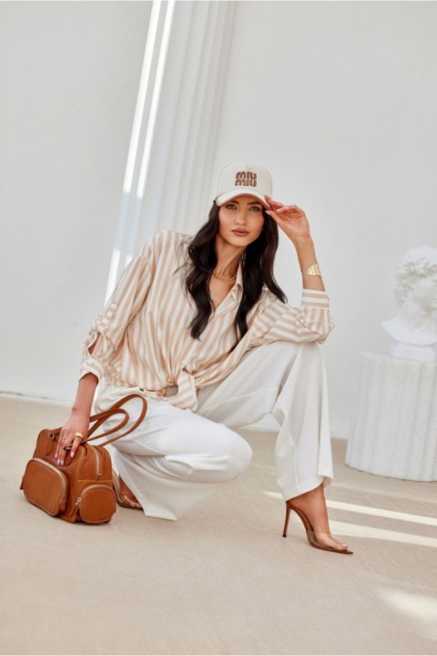 Koszula Damska Model Nadia BEZ BLU0199 Beige - Roco Fashion