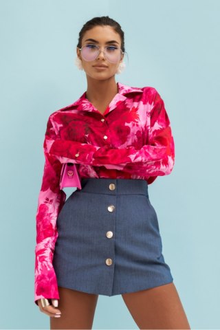 Koszula Damska Model Maddie Satyna 490082519 Very Pink - LaBalancia