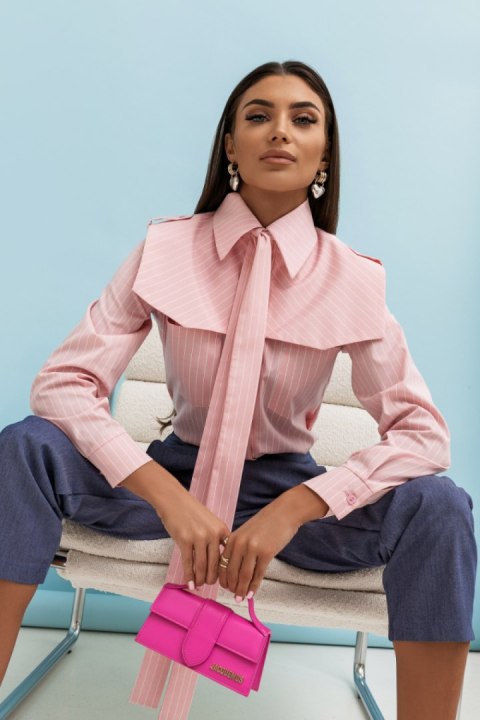 Koszula Damska Model Milo 490094095 Paski Light Pink - LaBalancia