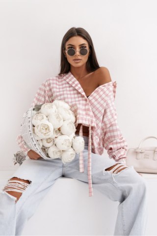 Koszula Damska Model Soho Krata 496878008 Pink/Ecru - LaBalancia