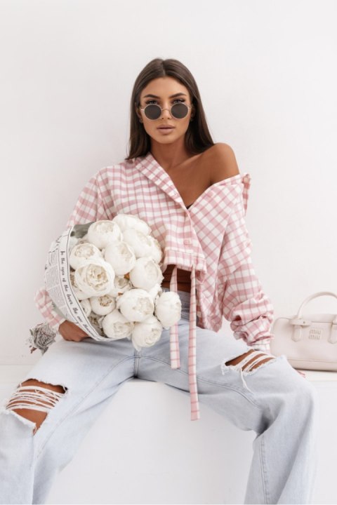 Koszula Damska Model Soho Krata 496878008 Pink/Ecru - LaBalancia