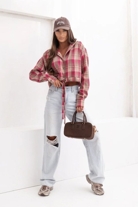 Koszula Damska Model Soho Krata 496878239 Fuksja/Beige - LaBalancia