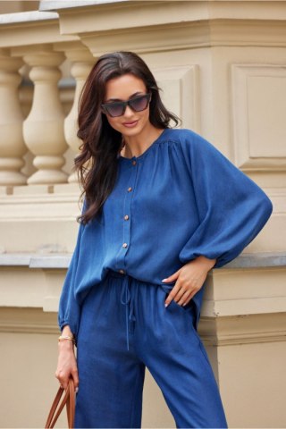 Koszula Damska Model Zaya BLU0212 J06 Navy - Roco Fashion