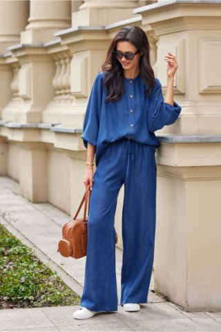 Koszula Damska Model Zaya BLU0212 J06 Navy - Roco Fashion