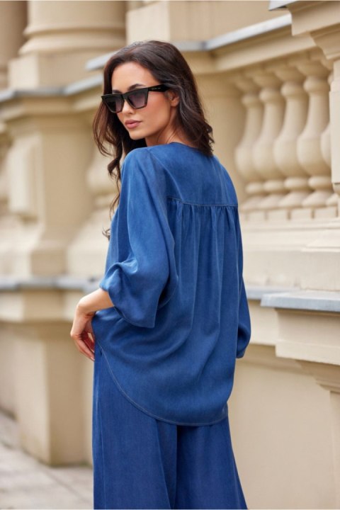 Koszula Damska Model Zaya BLU0212 J06 Navy - Roco Fashion