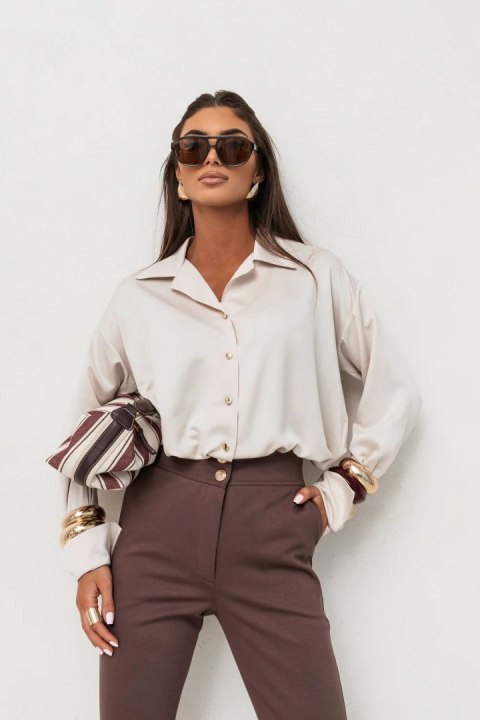 Koszula Damskie Model Maddie Satyna 490073540 Beige - LaBalancia