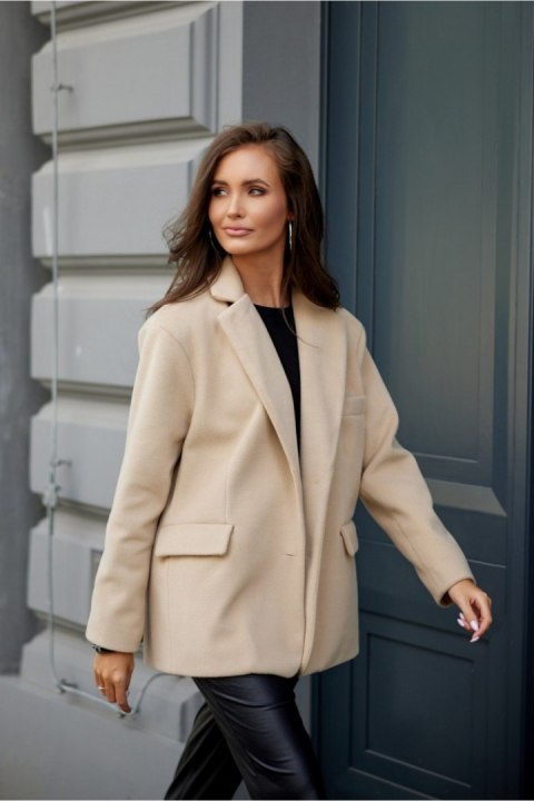 Marynarka Model Meghan BEZ ZAK0007 Beige - Roco Fashion