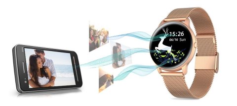 Damski Smartwatch G.Rossi SW015-4 Różowe Złoto Mesh