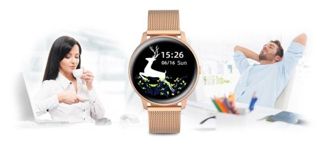 Damski Smartwatch G.Rossi SW015-4 Różowe Złoto Mesh